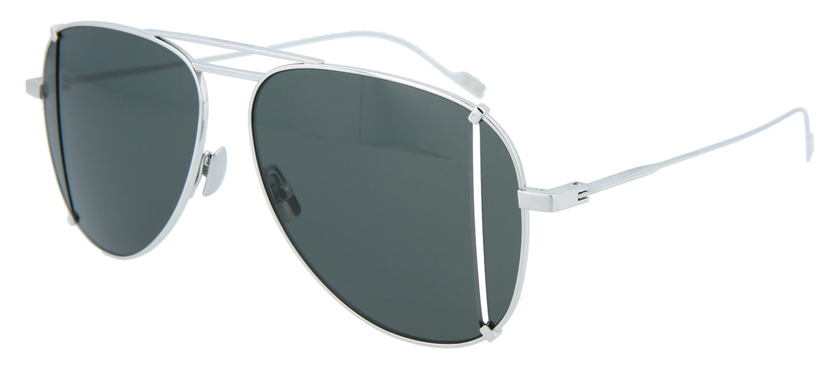 Saint Laurent Logo-engraved Shield Metal Sunglasses in Gray for Men