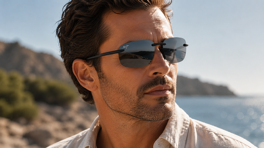 Man wearing Maui Jim sunglasses for men outdoors 