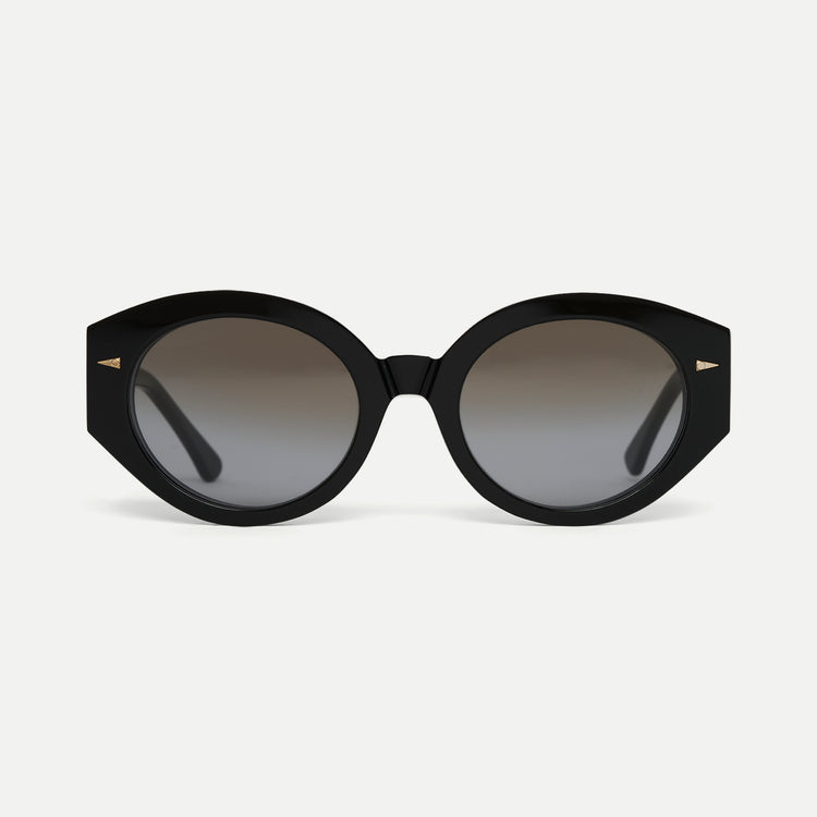 AHLEM Art Deco BLCK/GYGR Round Sunglasses
