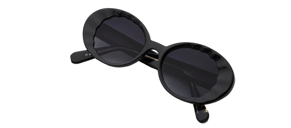 KREWE Alixe Black + Black and Crystal Oval Sunglasses