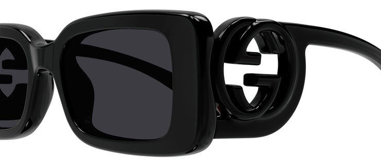Rectangular-frame sunglasses in dark grey injection | GUCCI® LU