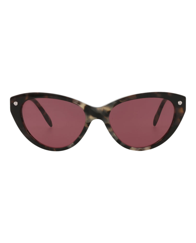 Alexander McQueen AM0189S Havana Havana Violet Cat Eye Sunglasses