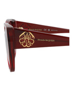 Alexander McQueen AM0284S Burgundy Burgundy Red Cat Eye Sunglasses