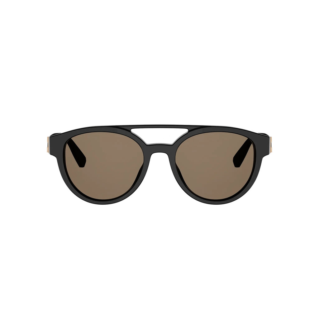 01E - Acetate Shiny Black with Brown Normal lenses