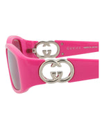 Gucci GG1661S W Fuchsia Fuchsia Pink Square/Rectangle Sunglasses