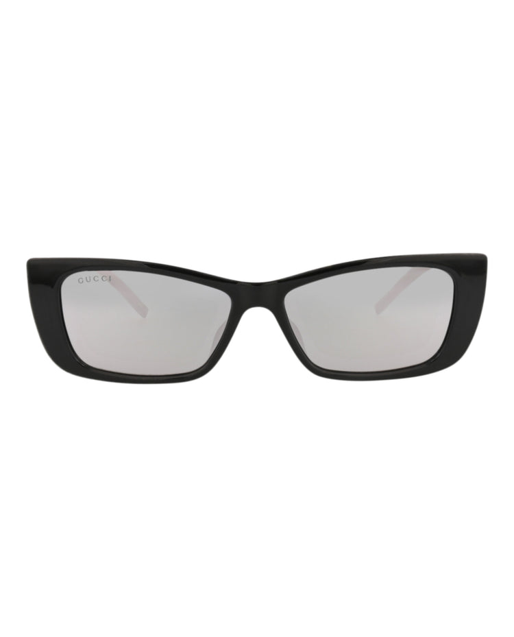 Gucci GG1681S W Black Black Silver Cat Eye Sunglasses