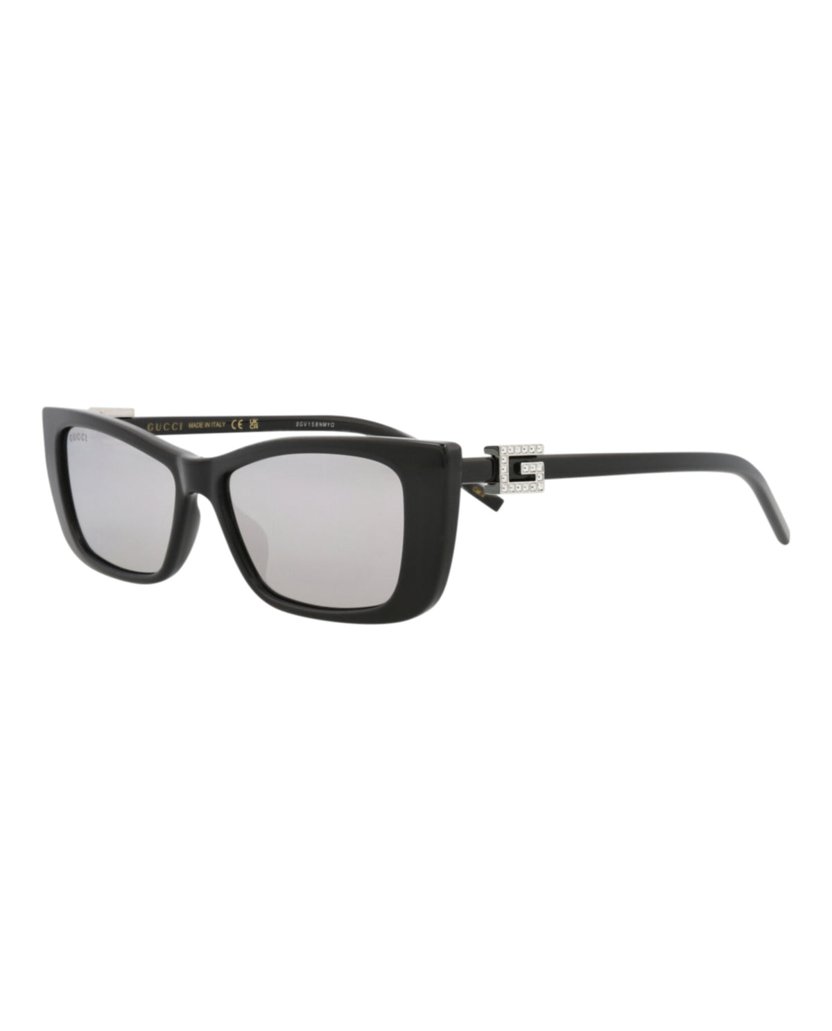 Gucci GG1681S W Black Black Silver Cat Eye Sunglasses