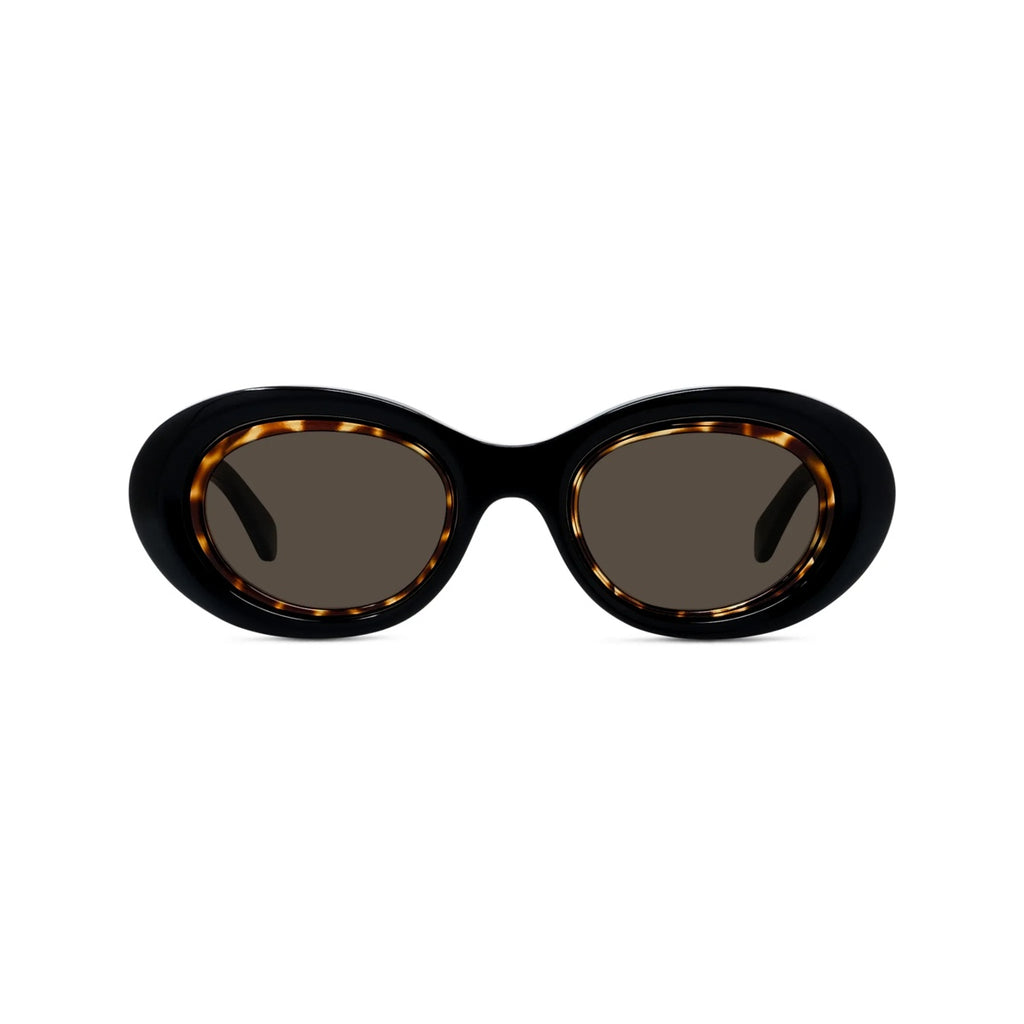 01E - Acetate Shiny Black with Brown Normal lenses