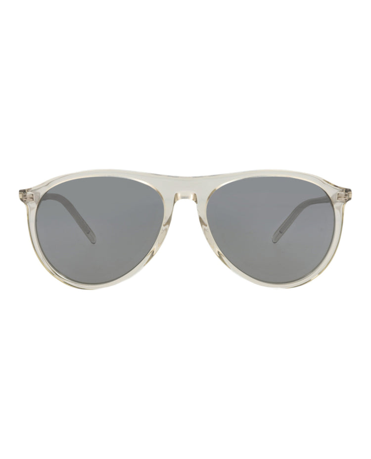 Saint Laurent SL667 Beige Beige Silver Aviator Sunglasses