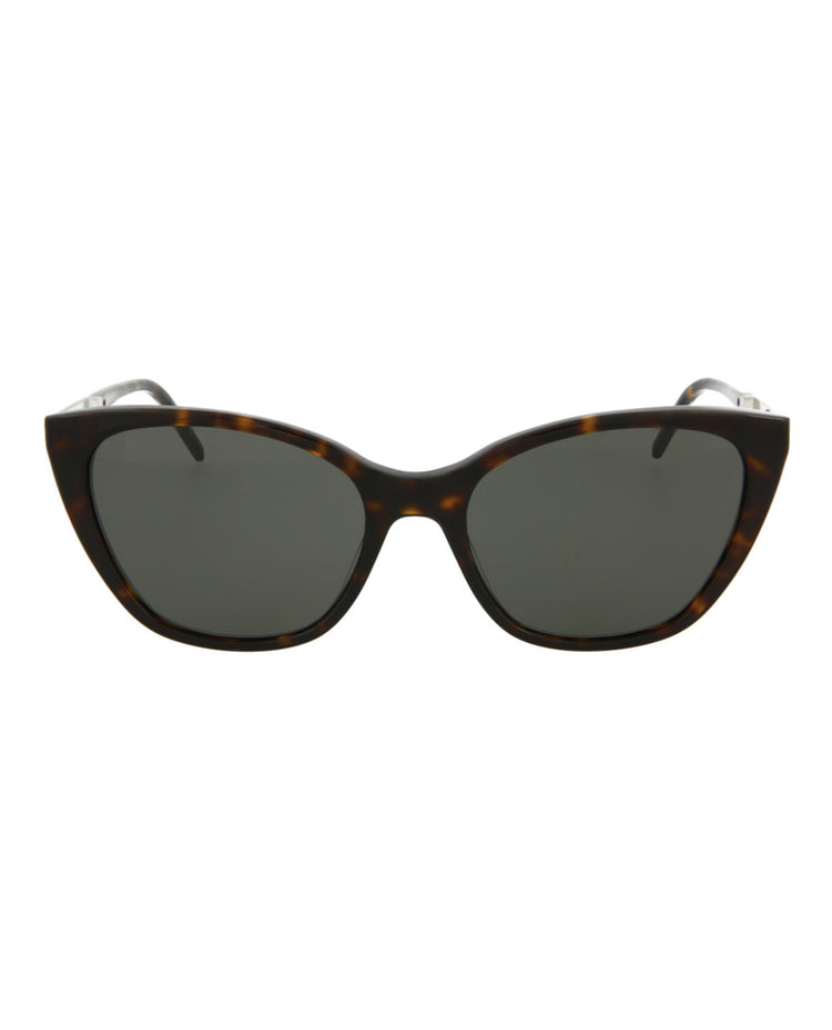 Saint Laurent SLM69 Havana Silver Grey Cat Eye Sunglasses