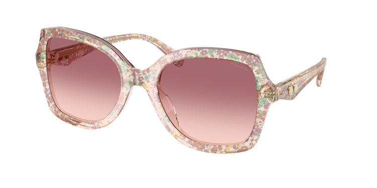 58947W - Transparent Floral Field / Purple Pink Gradient