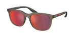29F21A - Frosted Brown / Dark Grey Mirror Blue/Red