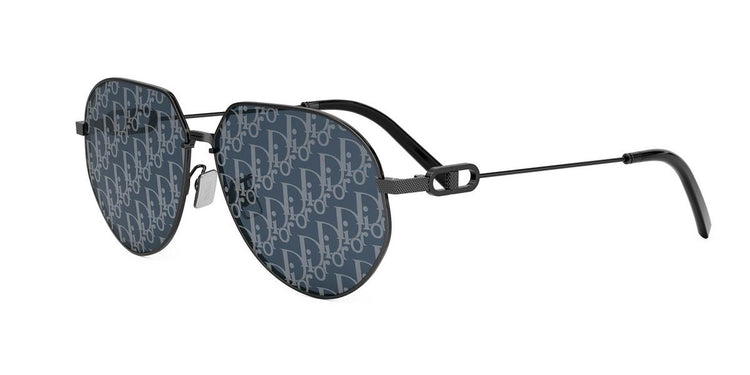 H4B8 - Metal Shiny Black with Blue Pattern lenses