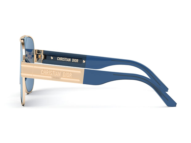 DIORSIGNATURE A3U Shiny Light Nickeltin / Blue Aviator Sunglasses