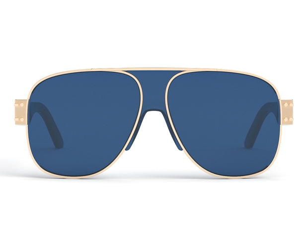 DIORSIGNATURE A3U Shiny Light Nickeltin / Blue Aviator Sunglasses