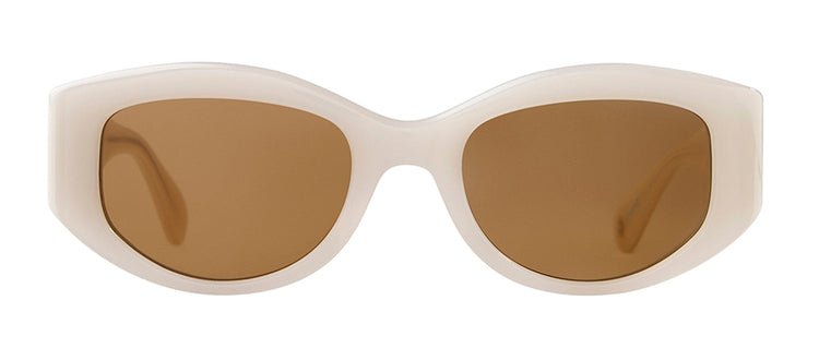 Garrett Leight RETRO BIGGIE  2127 ECRU/MAG Round Sunglasses